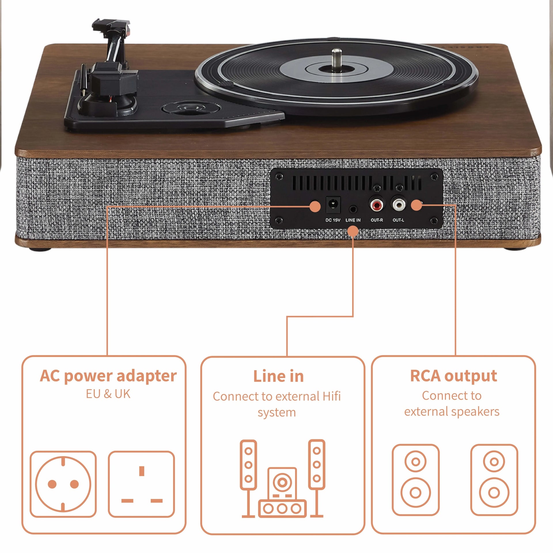 Aria record player with external speakers - CR7020A-GY4 | Gray Crosley Radio Europe