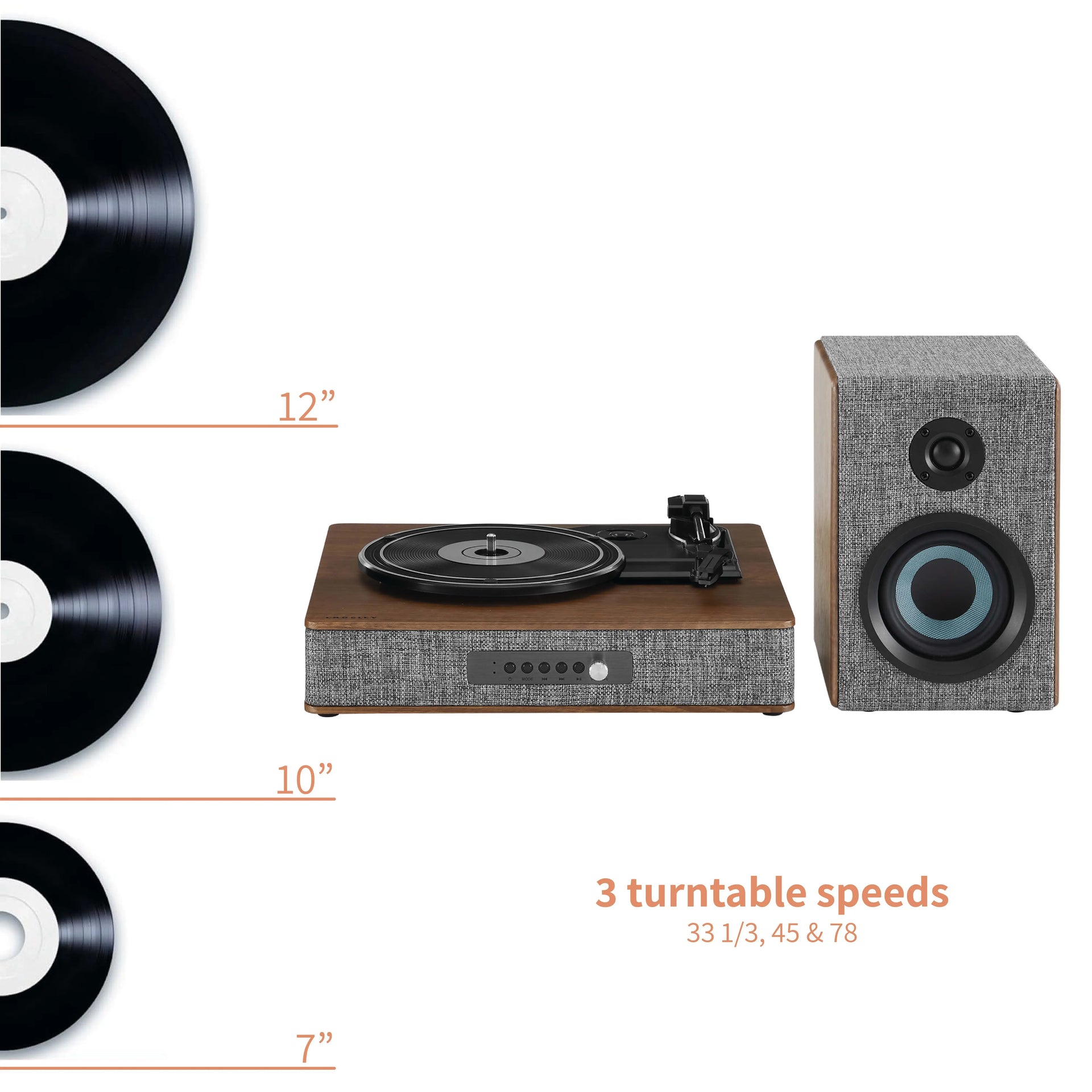 Aria record player with external speakers - CR7020A-GY4 | Gray Crosley Radio Europe