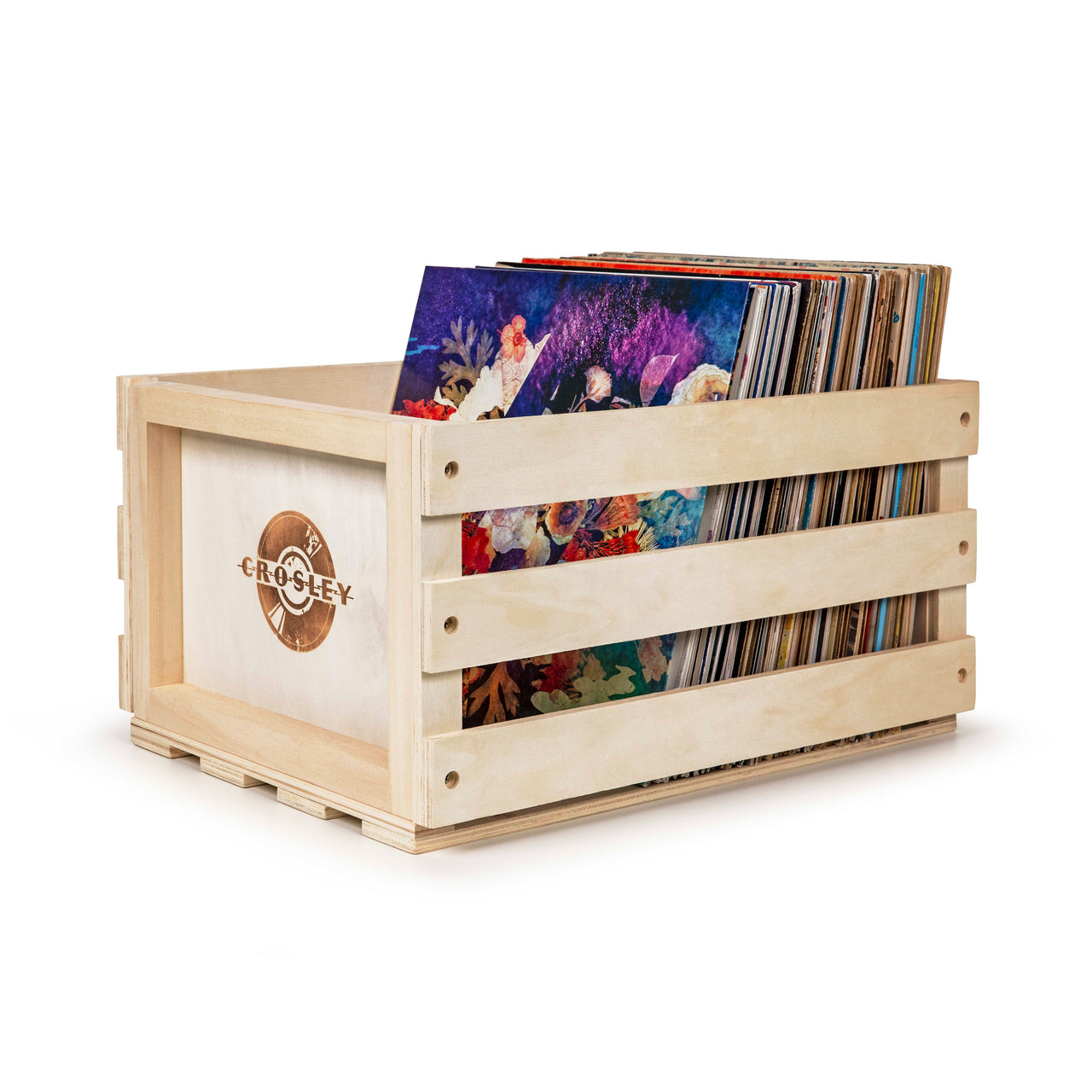 Vinyl Record Storage Crate in  Natural wood