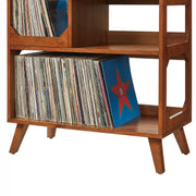Crosley Asheville walnut record player stand with vinyl storage, front view