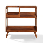 Crosley Asheville walnut record player stand with vinyl storage, front view