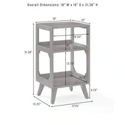 Crosley Asheville walnut record player stand with vinyl storage compartment, detail view