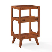 Crosley Asheville walnut record player stand with vinyl storage, front view