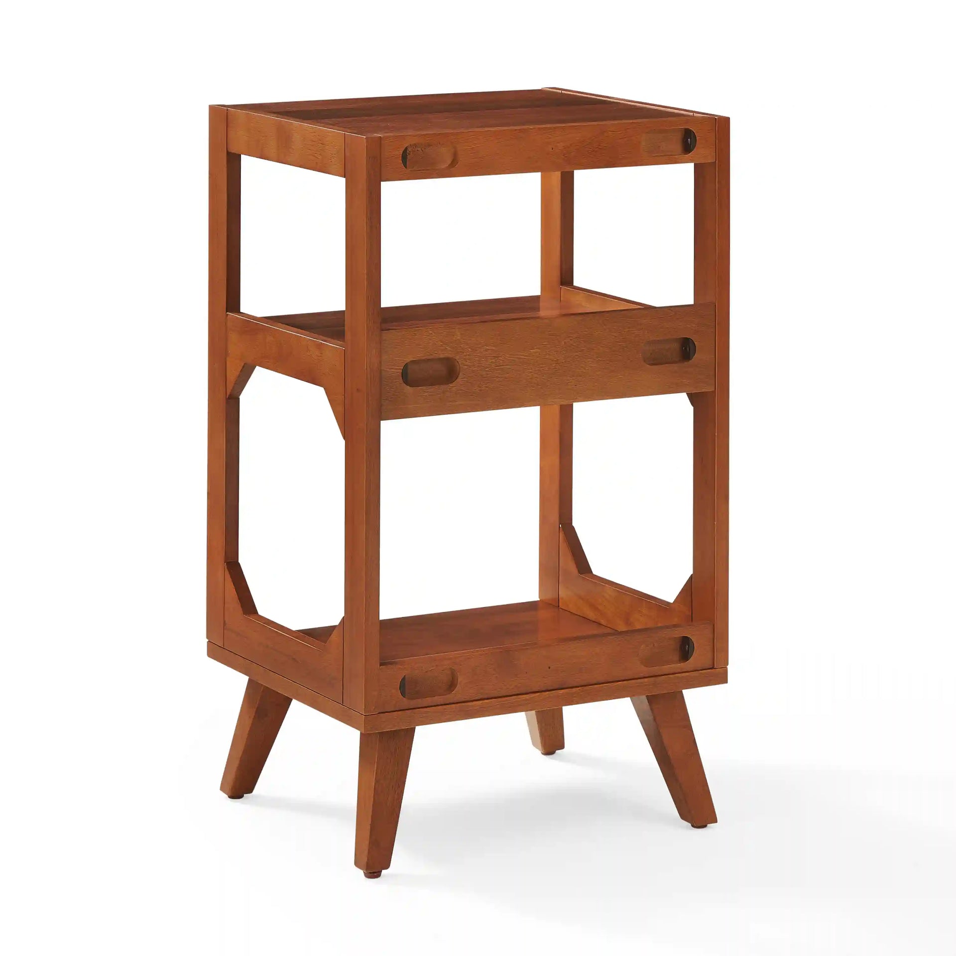 Crosley Asheville walnut record player stand with vinyl storage, front view