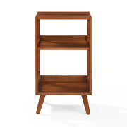 Crosley Asheville small record player stand with vinyl storage in walnut finish, front view
