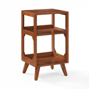 Crosley Asheville walnut record player stand with vinyl storage, front view