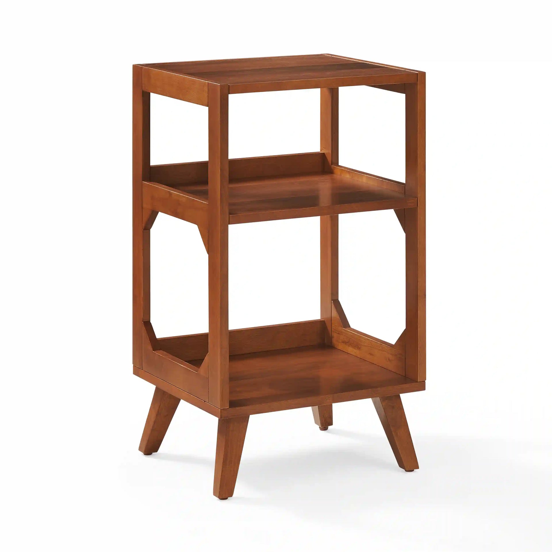 Crosley Asheville walnut record player stand with vinyl storage, front view