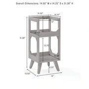 Crosley Asheville small walnut vinyl record storage stand, angled detail view showing wood finish and design