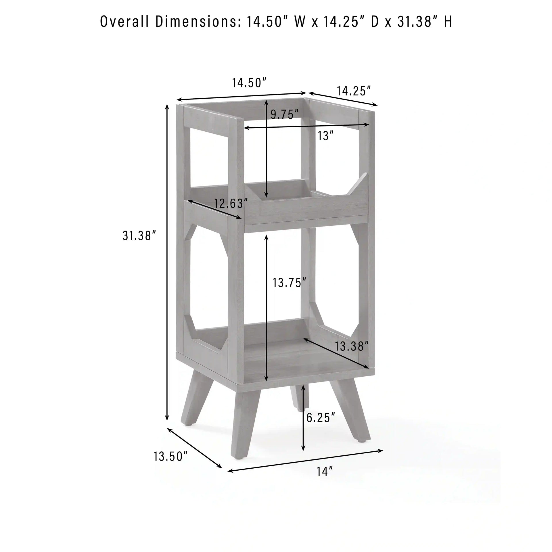 Crosley Asheville small walnut vinyl record storage stand, angled detail view showing wood finish and design