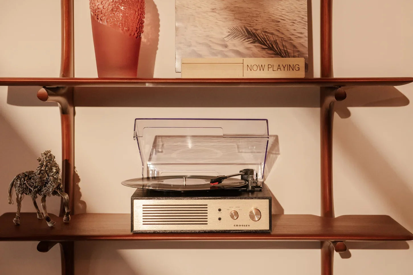Crosley Miles black Bluetooth record player displayed in a lifestyle setting