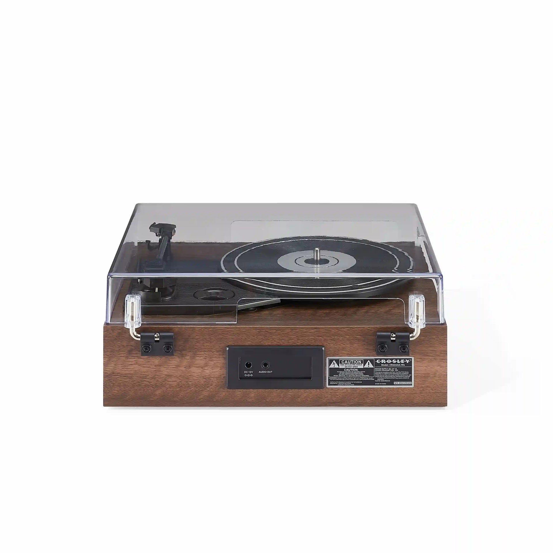 Crosley Miles Bluetooth record player in walnut finish, front view