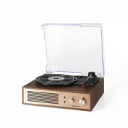 Crosley Miles Bluetooth Record Player in walnut finish, front view