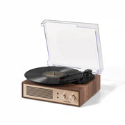 Crosley Miles Bluetooth Record Player in walnut finish, front view