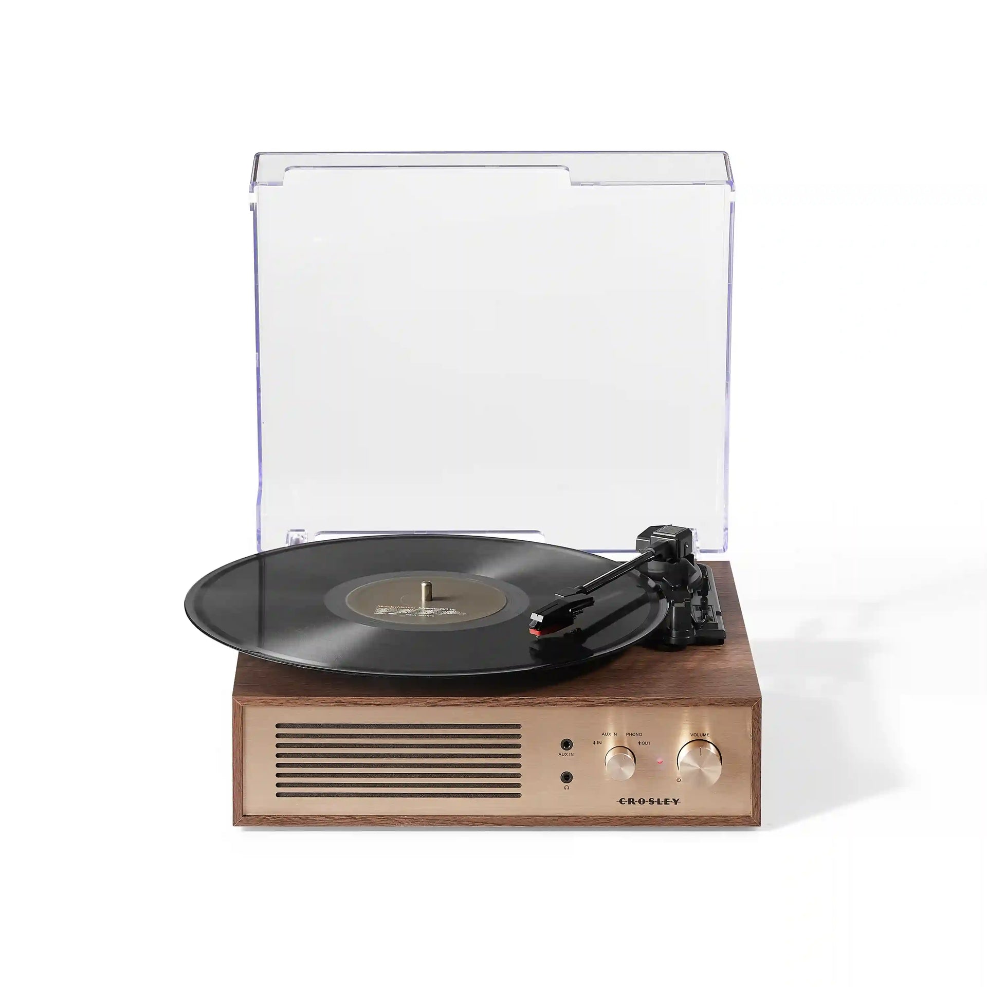 Crosley Miles Bluetooth Record Player in Walnut finish, front view