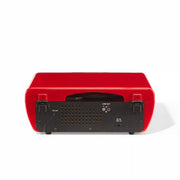 Crosley Powel 7-In-1 Record Player in red, back view showing connections and controls
