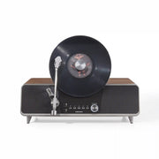 Crosley Beck walnut wood fully automatic vertical record player, front view