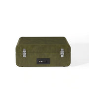 Crosley Mercury Bluetooth Vinyl Record Player in Forest Green, rear view showing connections and controls