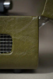 Crosley Mercury Bluetooth Vinyl Record Player in forest green, detailed close-up view