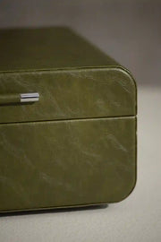 Crosley Mercury Bluetooth vinyl record player in forest green, detailed view of turntable controls and design