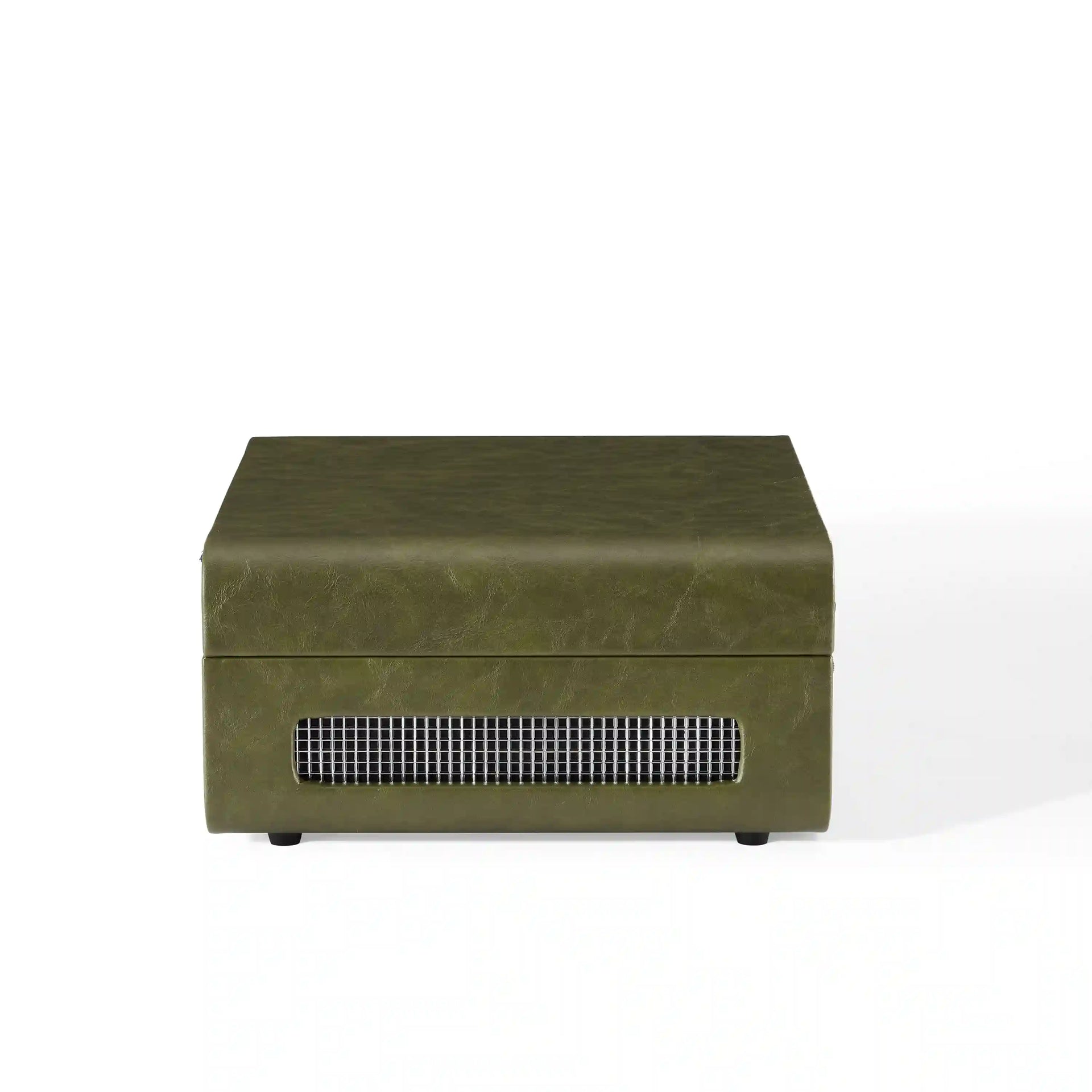 Crosley Mercury Bluetooth vinyl record player in forest green, shown from the side view