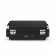 Crosley Cruiser Plus Bluetooth Record Player in black, rear view showing connections and controls