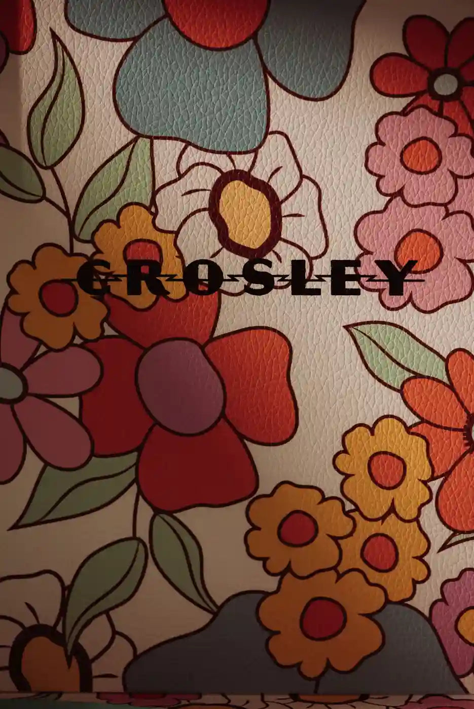 Crosley Cruiser Plus Bluetooth Record Player in floral pattern, detail view