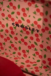Crosley Cruiser Plus Bluetooth Record Player in red, detail view of turntable controls and design