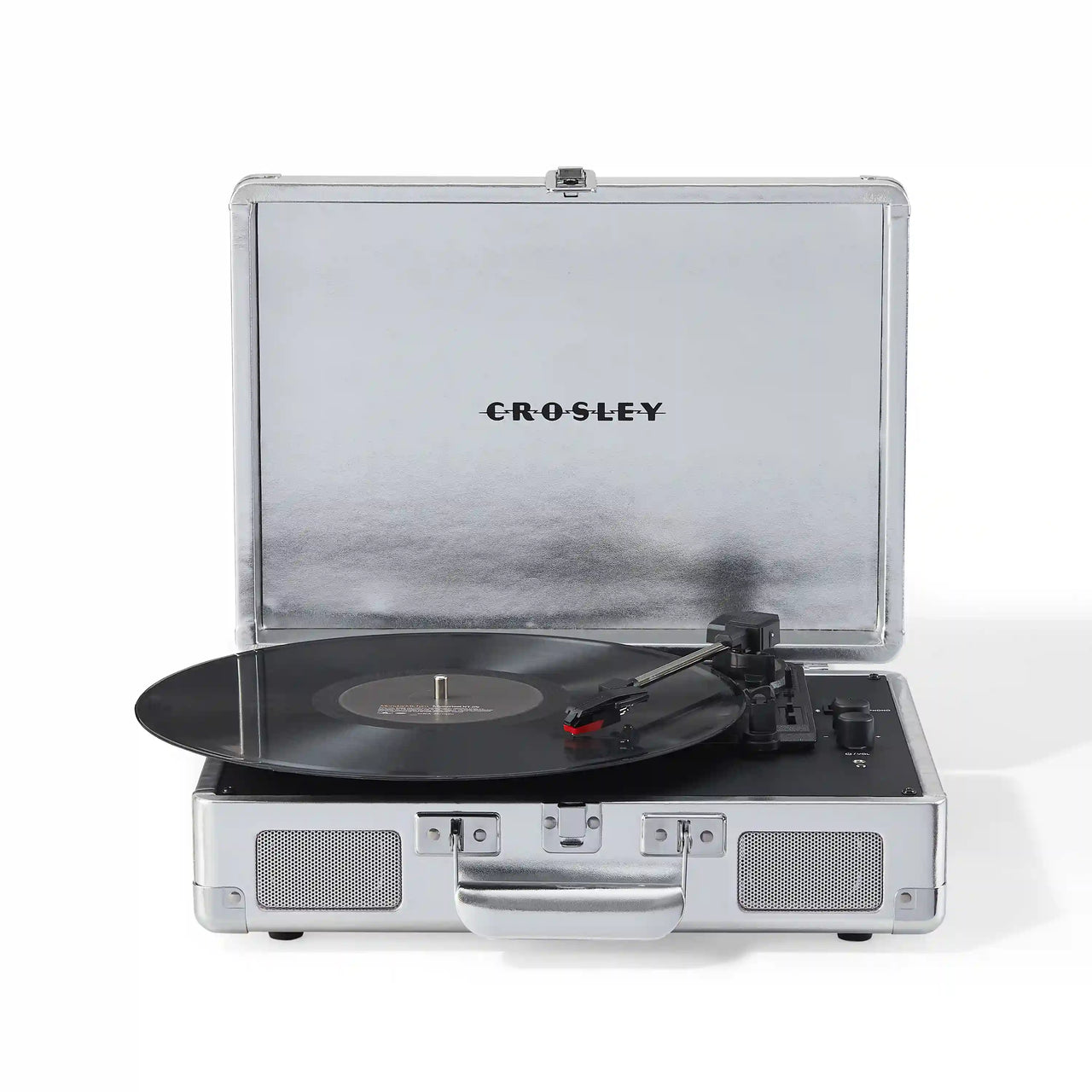 Crosley Cruiser Plus Bluetooth record player in silver, front view
