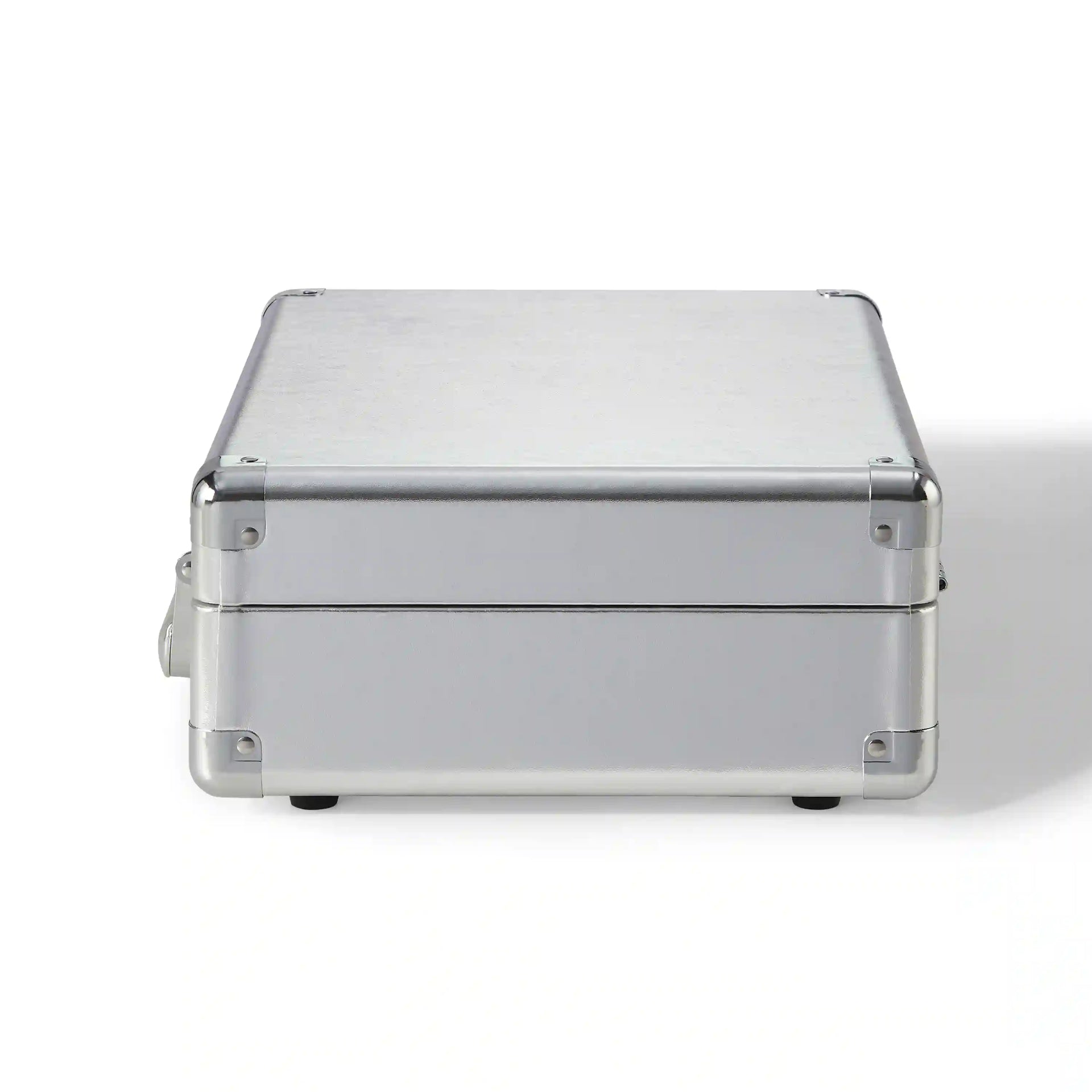 Crosley Cruiser Plus Bluetooth Record Player in silver, shown from the side view