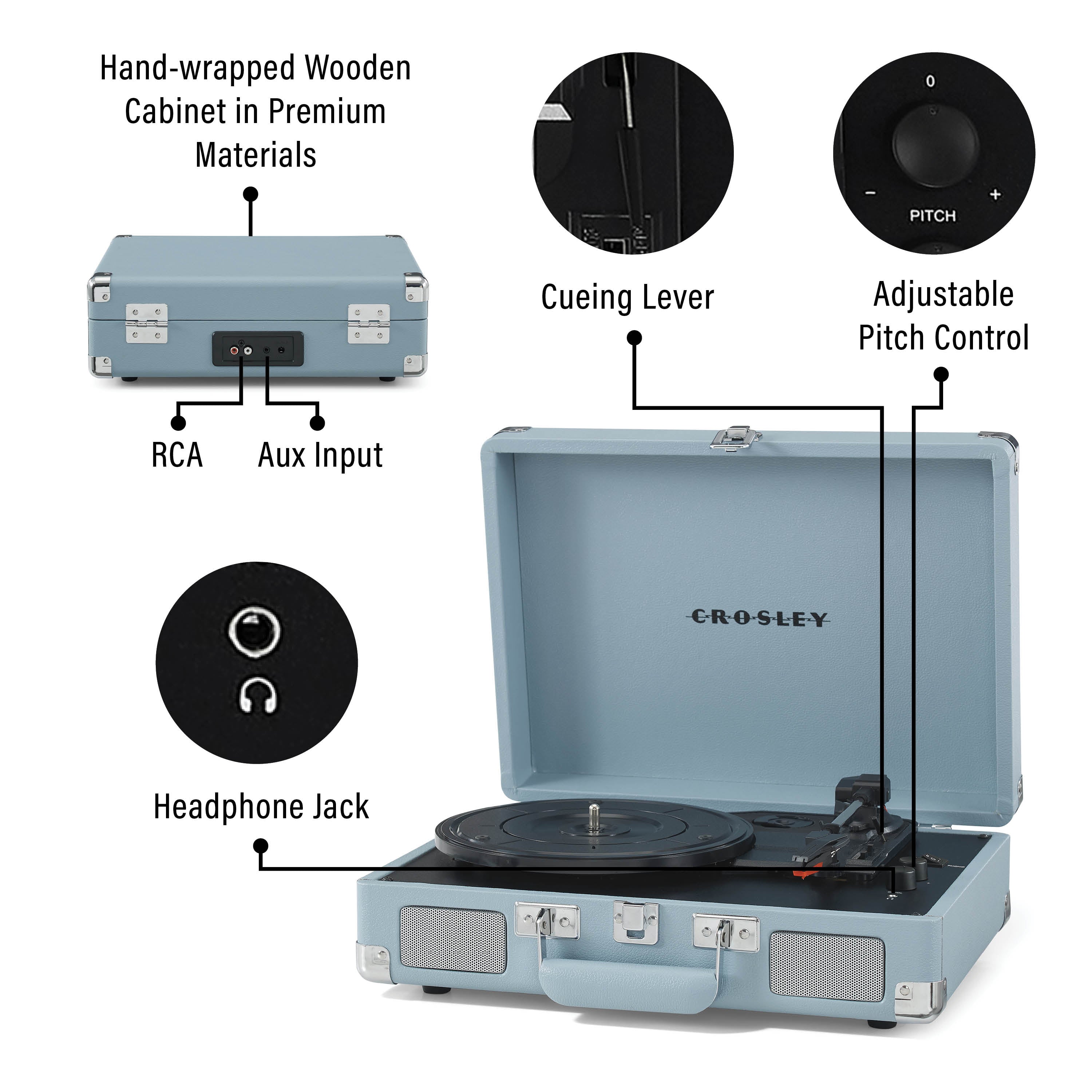 Cruiser Plus 2-Way Bluetooth record player - CR8005F-TN4 Cruiser Plus 2-Way Bluetooth record player - CR8005F-TN4