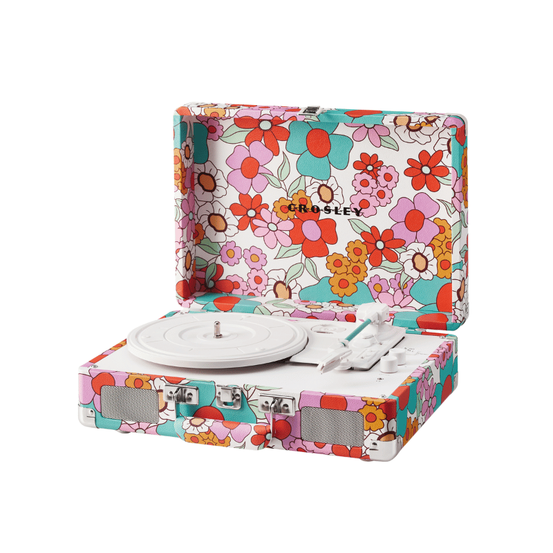 Crosley Cruiser Plus Bluetooth Record Player in floral pattern, front view
