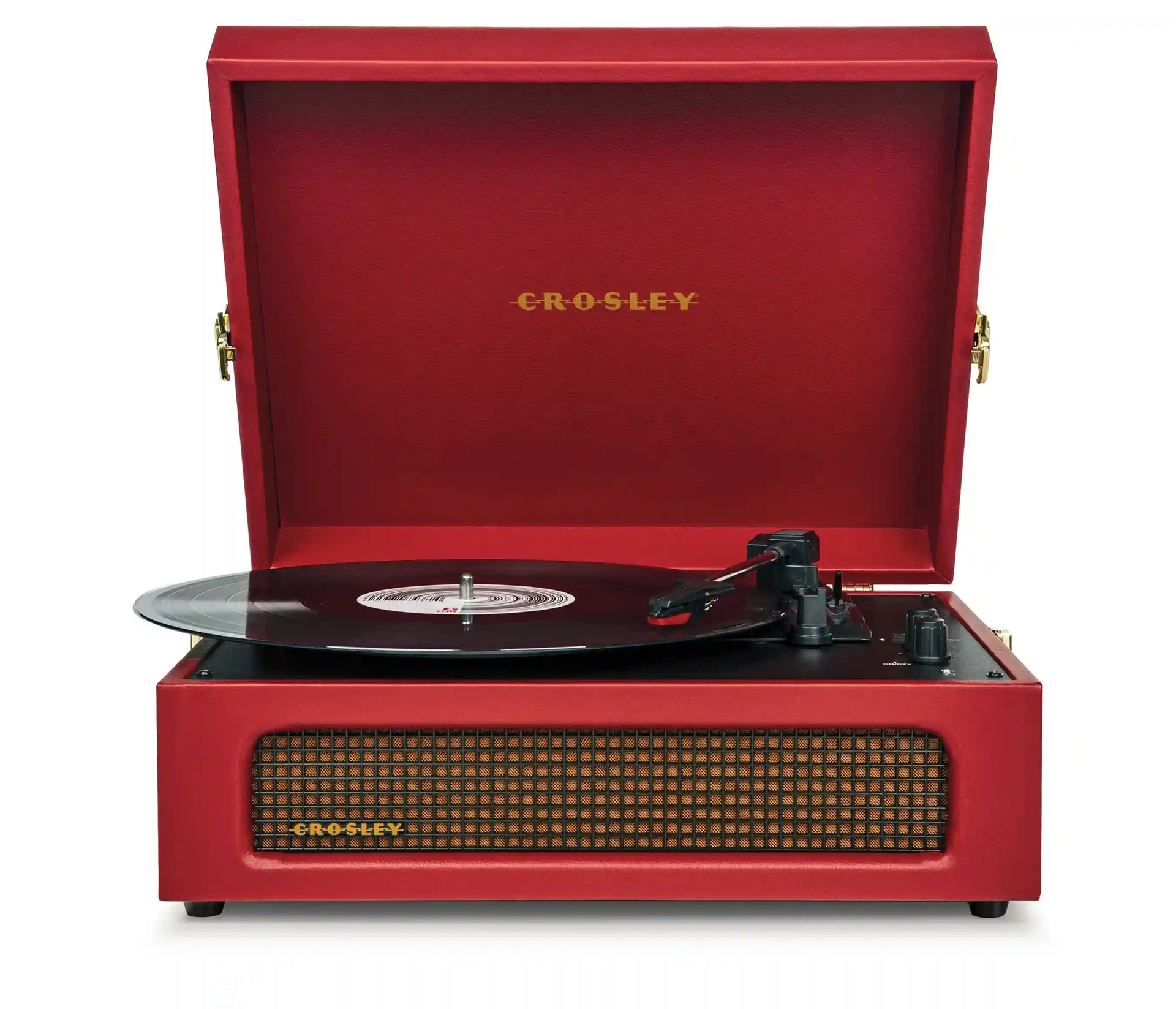 Crosley Voyager Bluetooth Record Player in burgundy, front
