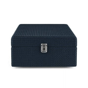 Crosley Voyager Bluetooth Record Player in navy, shown from the side view
