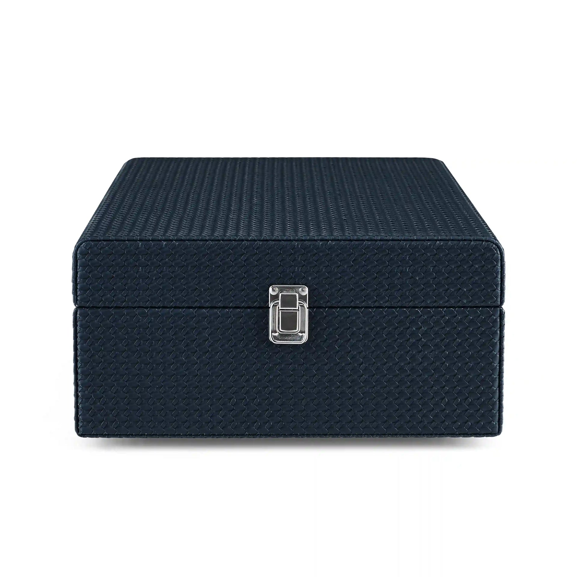 Crosley Voyager Bluetooth Record Player in navy, shown from the side view