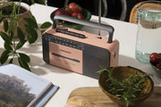 Crosley CT102 cassette player in rose gold and grey, front view