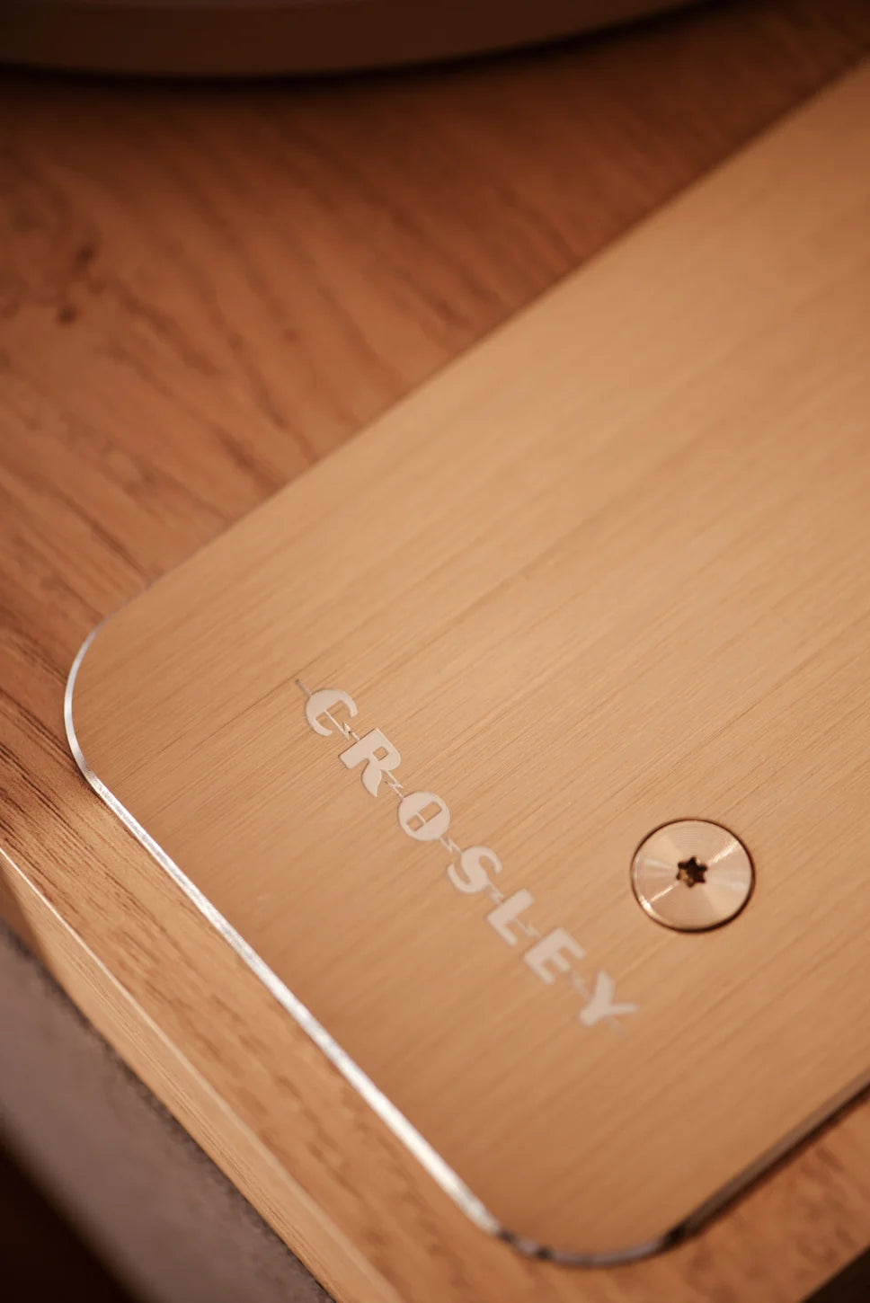 Crosley E100 record player in natural light grey, 